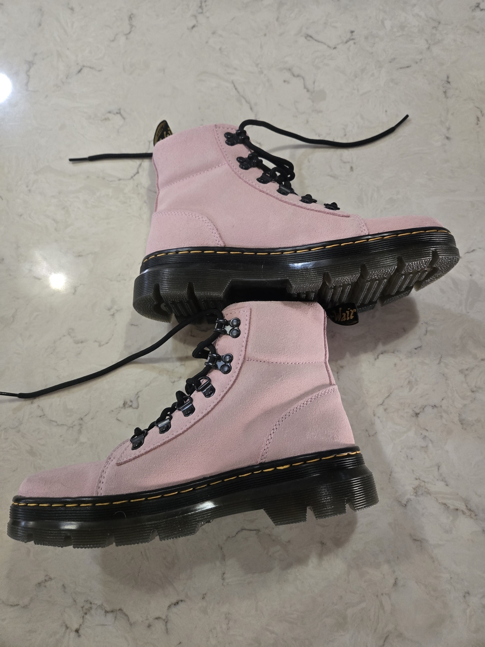 Dr. Martens Pink Suede Lace-Up Combat Boots 8-8.5 New!!! - Picture 4 of 11